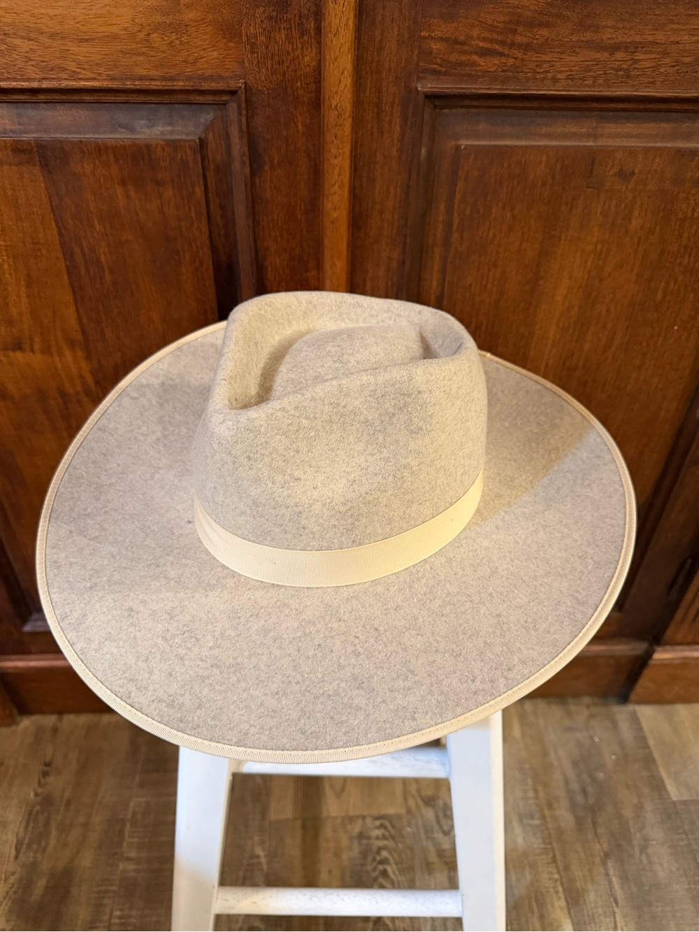 Lack of Color Rancher Fedora Hat Heather Light Gray Wool Women M 57/cm Wide Brim